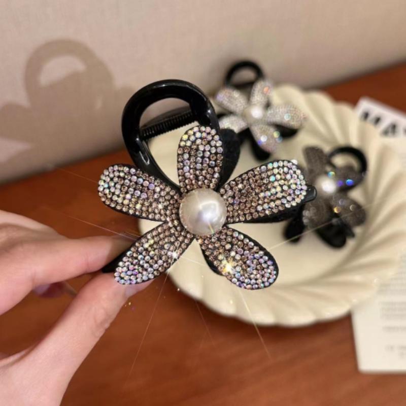 Retro Gradient Beaded Hair Claw Women's Geometric Plastic Hairpin Clip Fashion Everything Hair Clip Hair Accessories