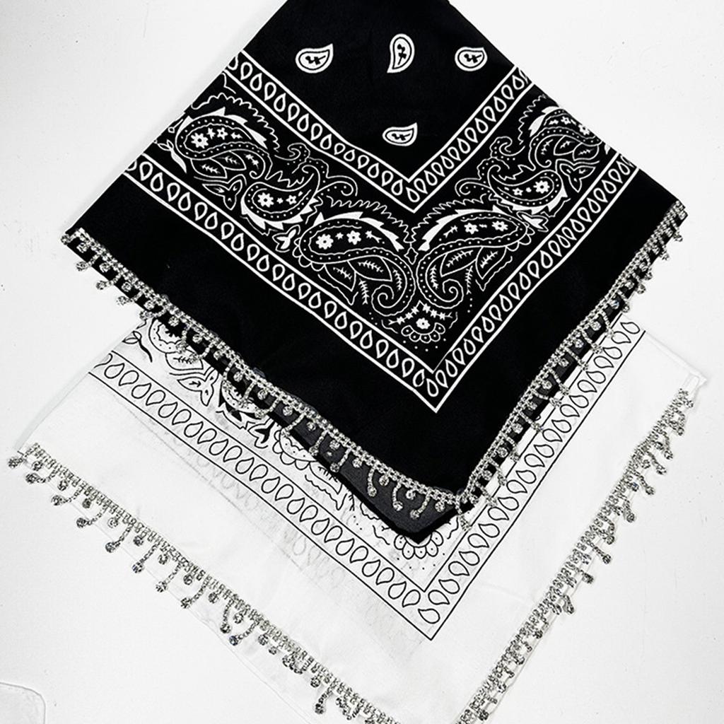 Fringed Rhinestones Bandanas Hiphop Neck Scarf Western Cowgirl Costume Headscarf Women Music Festival Headwrap Dress Up