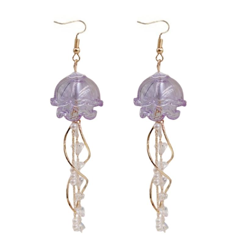 Jellyfish Shape Tassels Earrings Stylish Pendant Earrings Fashion Drop Earrings Fashionable Ear Jewelry for Woman Girls