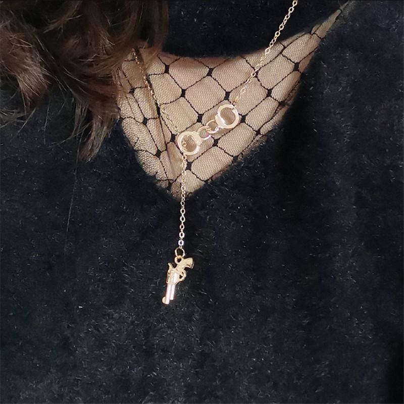 Handcuff & Gun Lariat Necklace Fifty Shades of Grey Pendant Necklace Women Fashion Sexy Jewelry