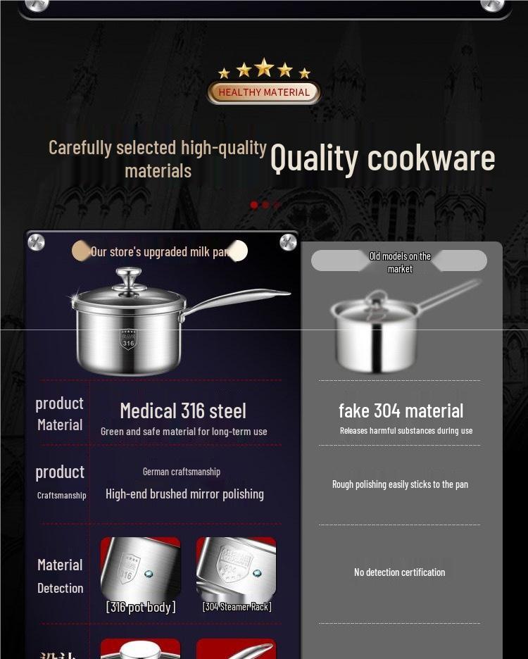 316 Stainless Steel Non-stick Milk and Baby Food Pot