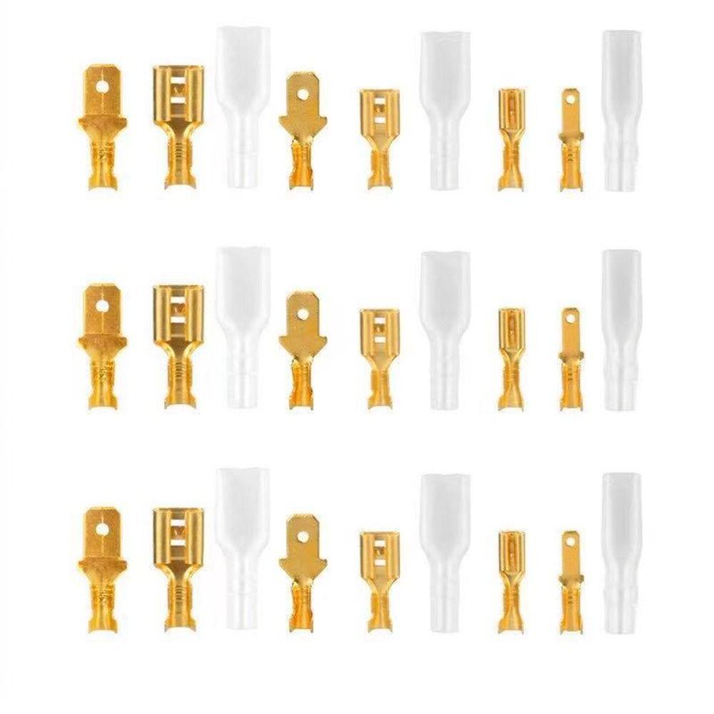 50Pcs 2.8/4.8/6.3mm Wire Connectors with Transparent Insulating Sleeves Brass Spade Terminals Female/Male Assortment Kit