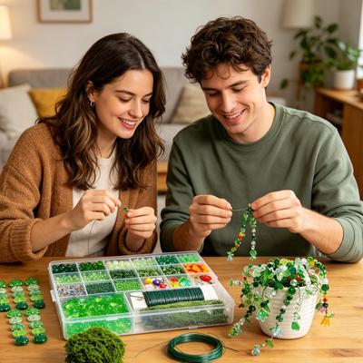 Plant Beading Kits Handmade Rustic DIY Jewelry Making Set Glass Plant Pot Beading Kits For Women Men Adults Beginners Lovers