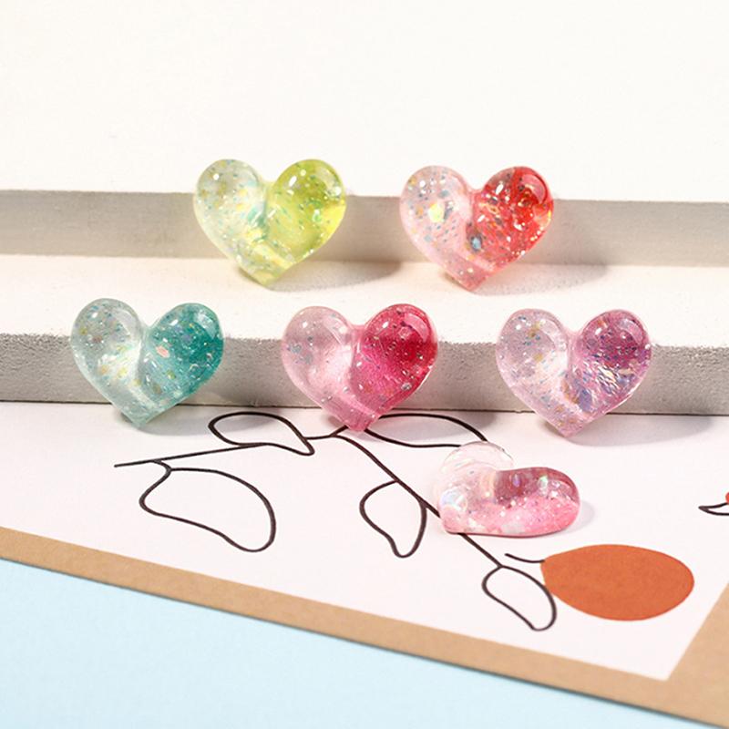 10Pcs Cartoon Gradient Love Cute Resin Series Jewelry Making Diy Home Life Decoration