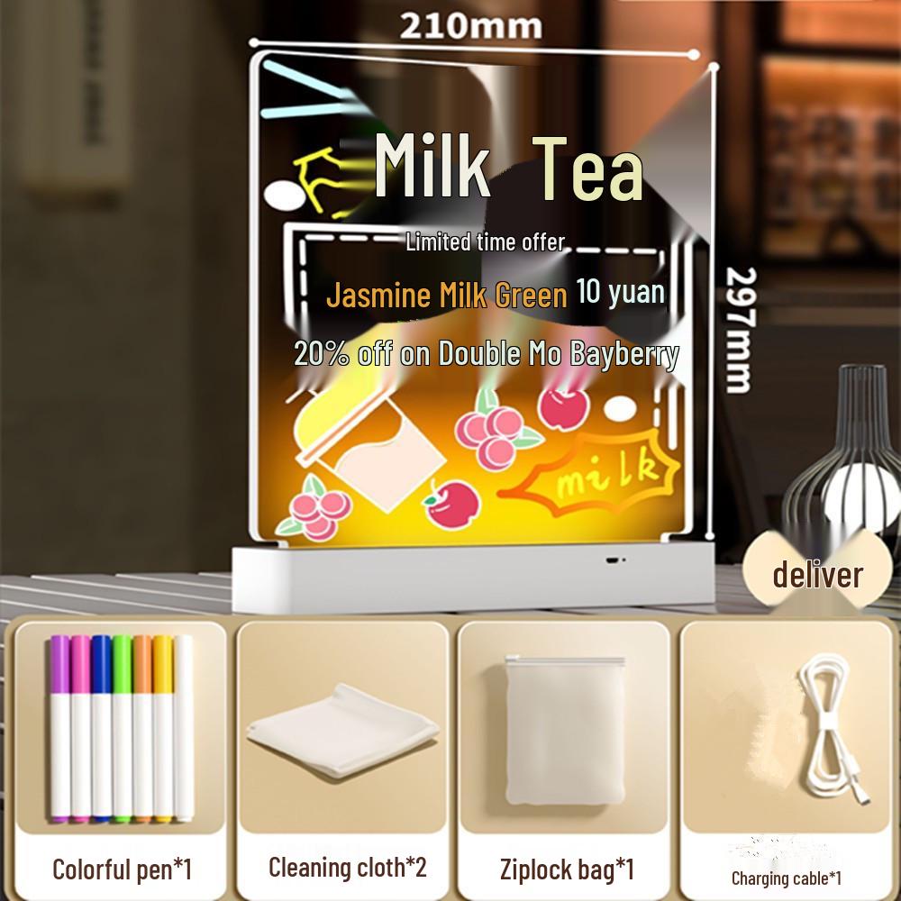 Erasable LED Luminous Drawing Board - Rechargeable Fluorescent Night Light Sign & DIY Message Display