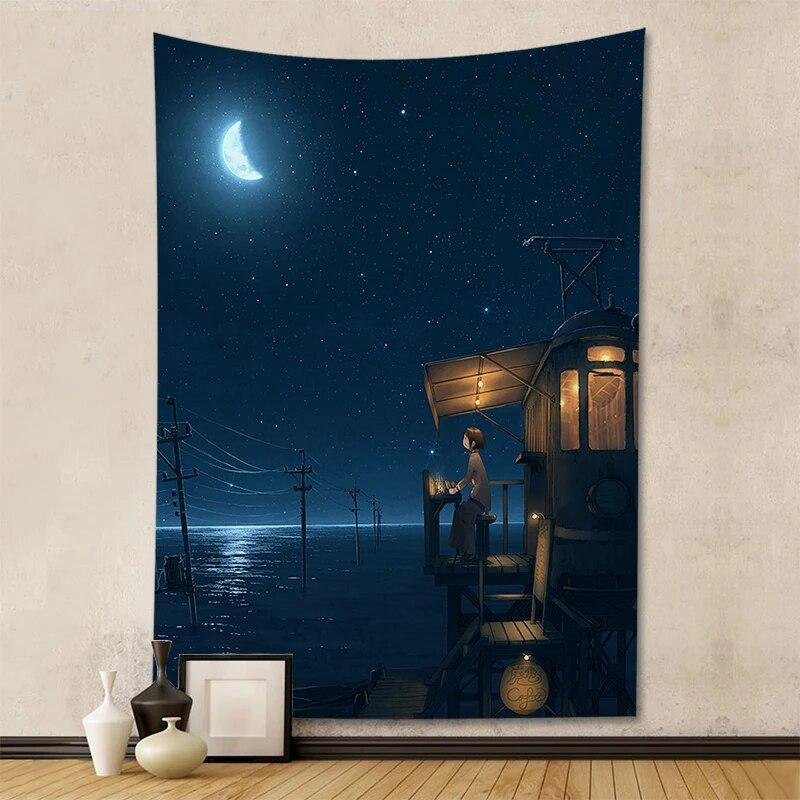 Wandteppich Anime Zimmerdekoration Heimkunst Innenszene hängendes Wandhintergrundtuch