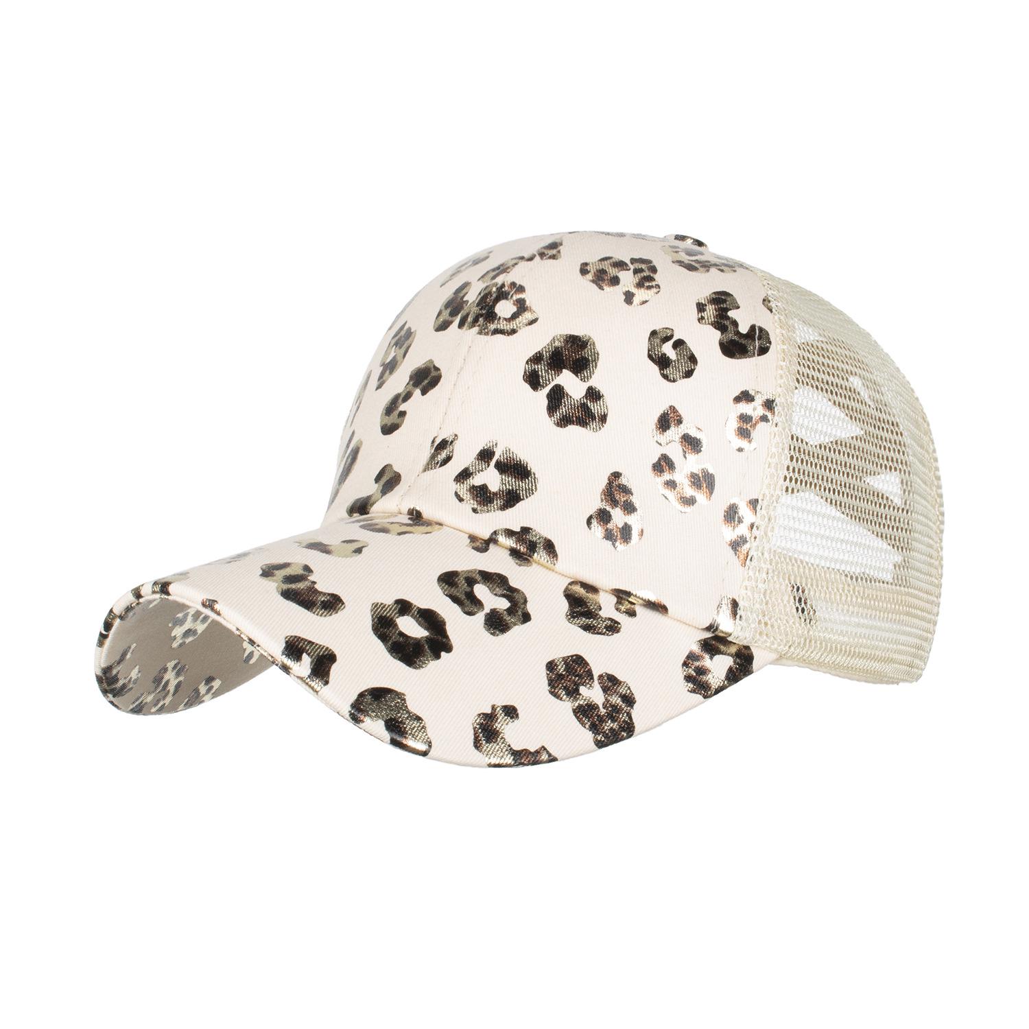 

Женская бейсболка с сеткой и леопардовым принтом для хвостика - Кепка с козырьком от солнца для весны/лета Adjustable бежевый