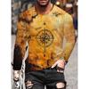 Black and White Tiger 3D Print Men's T-shirt Fashion Long-sleeved T-shirt Casual Round Neck Street Top Loose Pullover Autumn