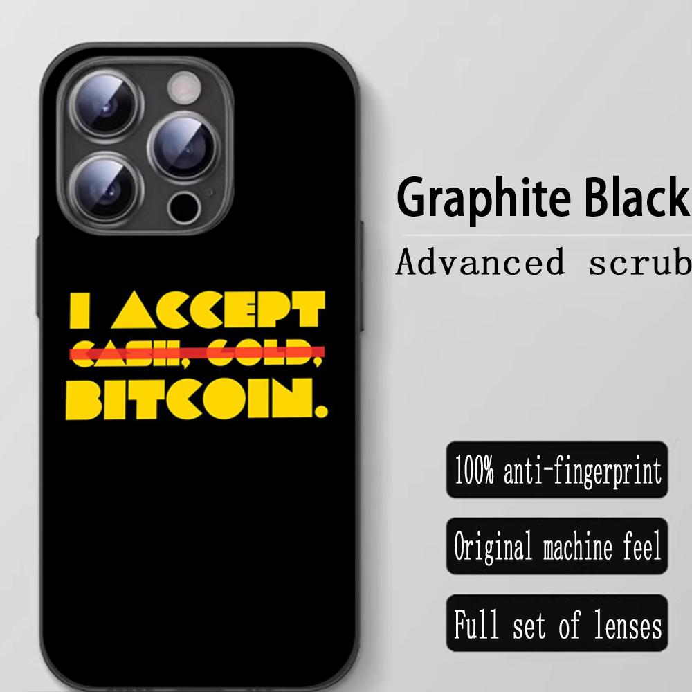 Stylish cool Bitcoin BTC Phone Case For iPhone 16 15 14 13 12 11 X XR XS 8 Plus Mini Pro Max Soft black Shockproof Cover