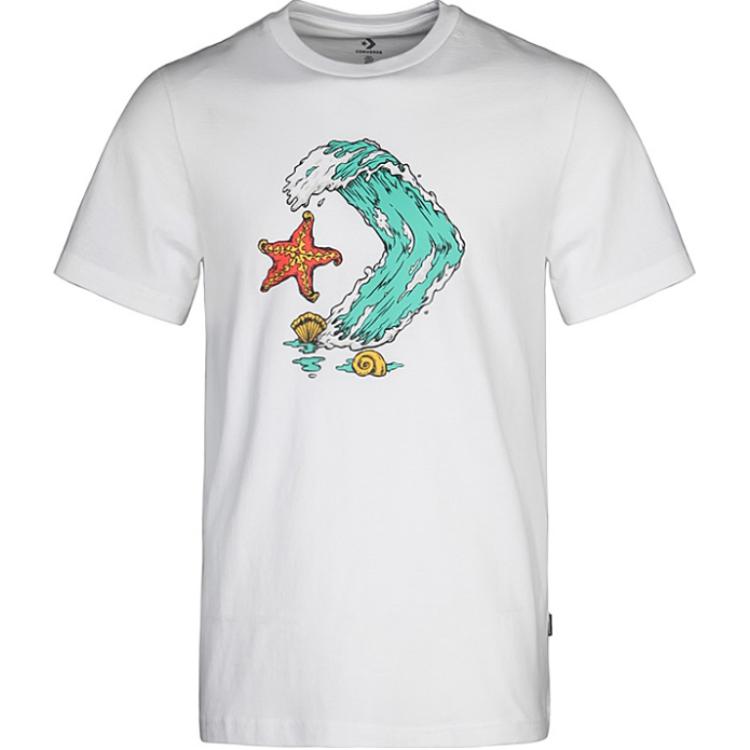 Converse T Shirts Men s White Crew Neck Moderate 10008087-A03 L