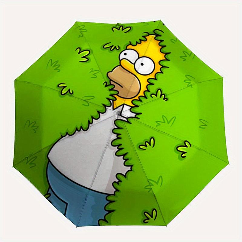 

1pc Bart Simpson Automatic Folding Umbrella - Portable Foldable Design with 8 Ribs, Durable Plastic & Iron Frame, Outdoor Umbrella yy250731052