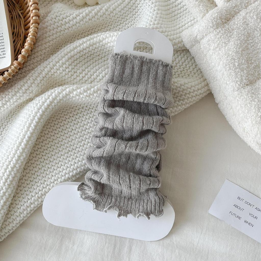 Autumn and Winter Knitted Leg Warmers In the Maillard Color Palette Y2k Vertical Striped Simple Wool Snow Boot Socks Jk Socks