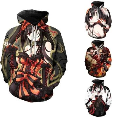 Frühling Herbst Cool Girl Street Style Lockerer Hoodie 3D-Druck Anime Thema Hoodie Tokisaki Kuangsan Print Hoodie