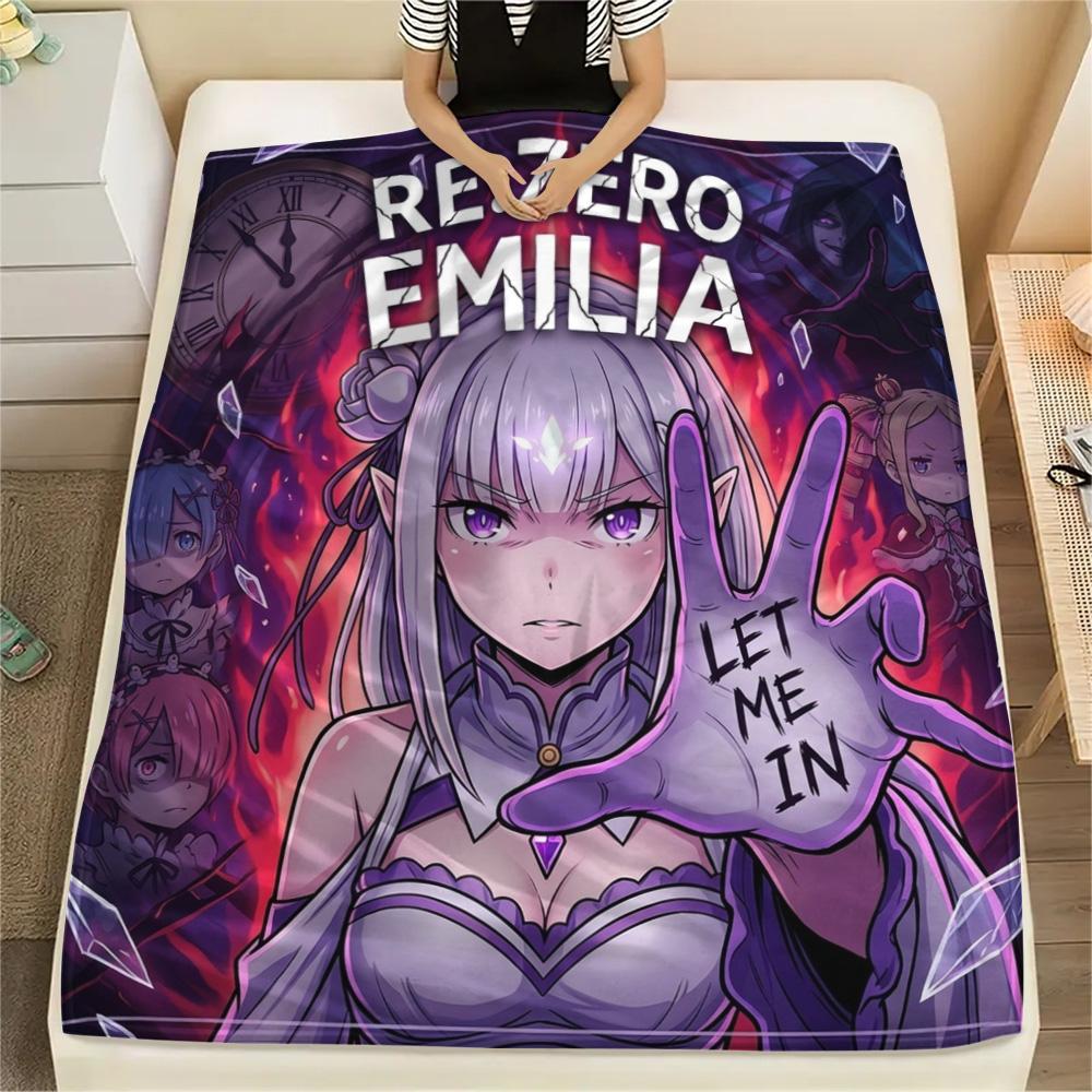 1 Stück Re Zero gemusterte Flanelldecke Geeignet für alle Jahreszeiten Für Heimdekoration Wärme und Komfort Geschenke Feiertagsgeschenk