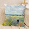 Claude Monet Oil Art Cushion Cover Silky Short Plush Invisible Zipper Dustproof Sofa Pillow Case For Home Decor