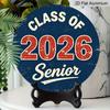 2D Flat Aluminum 2026 Graduation-themed Wall Hanging Is Available in Multiple Sizes. Its American Retro Navy Blue and Red Design Makes It A Perfect