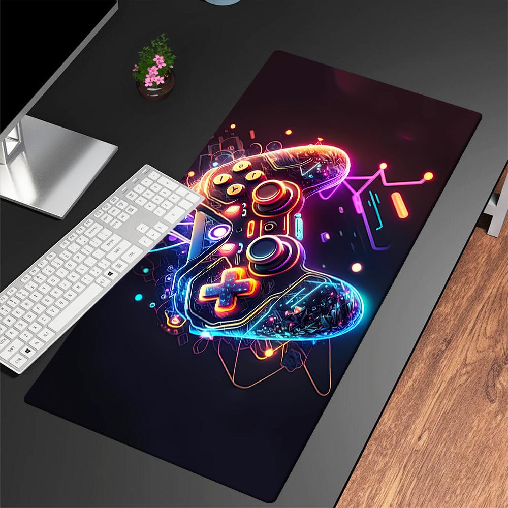 Neon Cyberpunk Game Controller Printed Fashion Mouse Pad Popular Large Model Washable Nonslip Cooling Desk Pad Suitable For Office And Gaming Durable