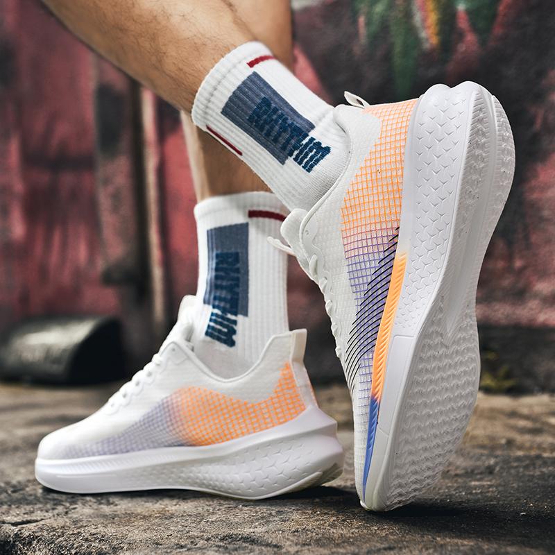 Мужские удобные ультрамягкие и дышащие кроссовки на шнуровке 45 белый/фиолетовый — фото 6