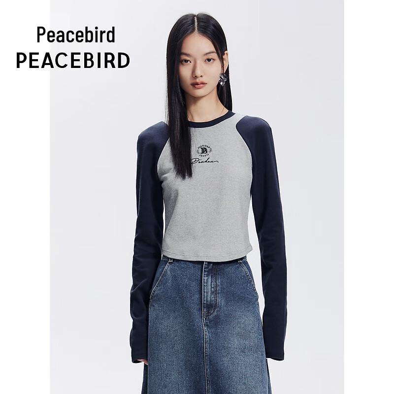 Peacebird Women s American Retro Color Block Raglan T-Shirt S