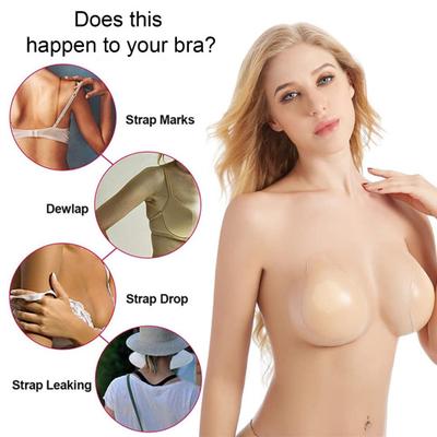1 Paar selbstklebende Brustpflaster aus Silikon, unsichtbar, rutschfest, wiederverwendbar, natürlicher Lift-Fit, Push-Up-BH, rückenfreie, trägerlose Outfits, weiche Brustwarzenabdeckungen