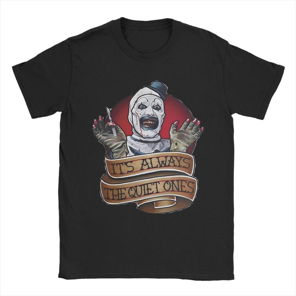 Terrifier Art The Clown T Shirt Men Women 100% Cotton Vintage T-Shirt Round Neck  Tees Short Sleeve Clothes Gift