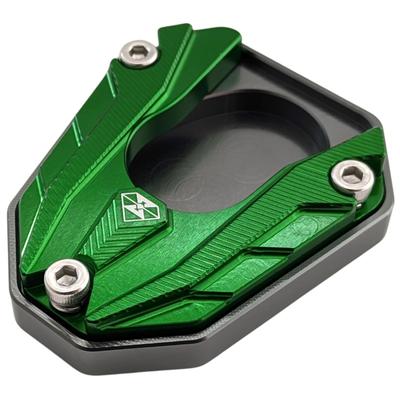 Saariselka NINJA250 Z250 Side Stand, Plate, Motorcycle, End Pad, Universal Adapter, Aluminum, Base, Touring, Expansion, Lightweight, Green