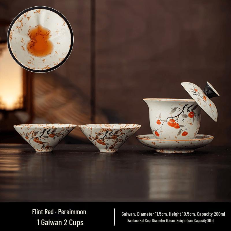 Flint Red Underglaze Ceramic Gaiwan Tea Set