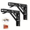 11.81x6.42 inch/30x16.3 cm 2Pcs Sturdy Folding Shelf Brackets - Heavy Duty Triangle Table Bench Folding Shelf Brackets, Wall Mou