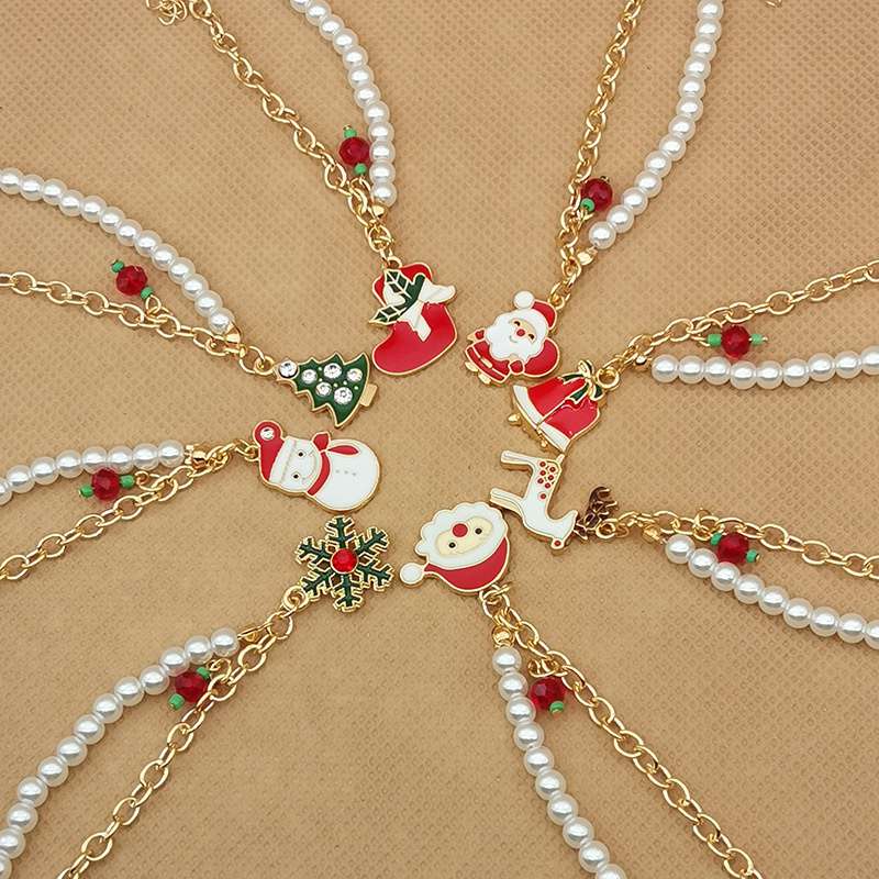 Snowman Christmas Bracelet Bell Christmas Christmas Tree Old Man Elk Snowflake Jewelry Alloy