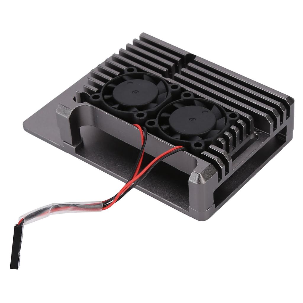 Carcasă de Răcire din Aliaj de Aluminiu Carcasă pentru Disiparea Căldurii cu Ventilator pentru Raspberry Pi 4 B ModelGri