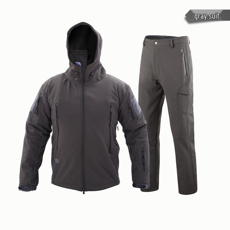Alpha Green Tactical Sharkskin Waterproof Ski Suit: Camouflage Soft Shell Pants & Warm Fleece Set