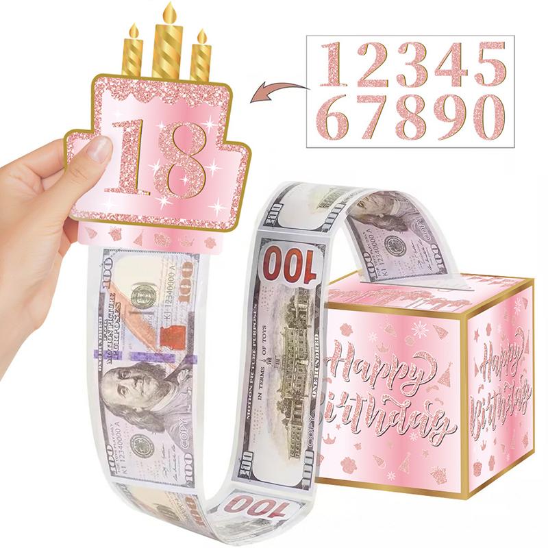 

Happy Birthday Money Gift Box Surprise Birthday Party Cash Gift Box For Any Age Party Decor Funny Money Pull-Out Box Kit as the picture