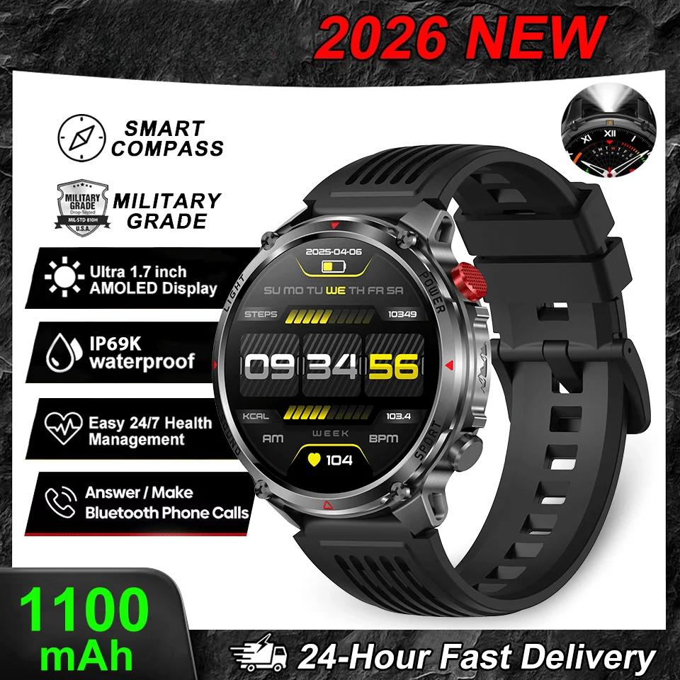 

For Ultra 1100mAh Super Capacity Battery Adult Men Smart Watch 1.7 Large Screen BT Call Sports Watches New