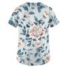 Women's Short Sleeve Fashion V Neck With Pockets Floral Print Tops  Clothes