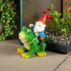 Resin Dwarf Riding Frog Handicraft Outdoor Courtyard Garden Decorative Landscape Sculpture Creative Garden Art