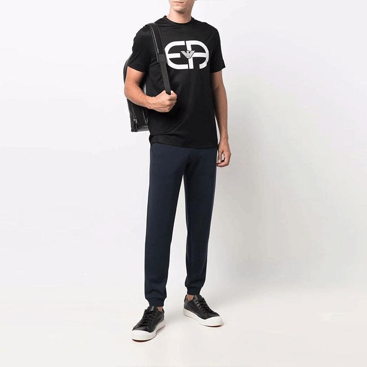 Emporio Armani Letter Round Neck Straight Fit Pullover Short Sleeve T-Shirt Men Tops Black 6K1T74-1JUVZ-0999