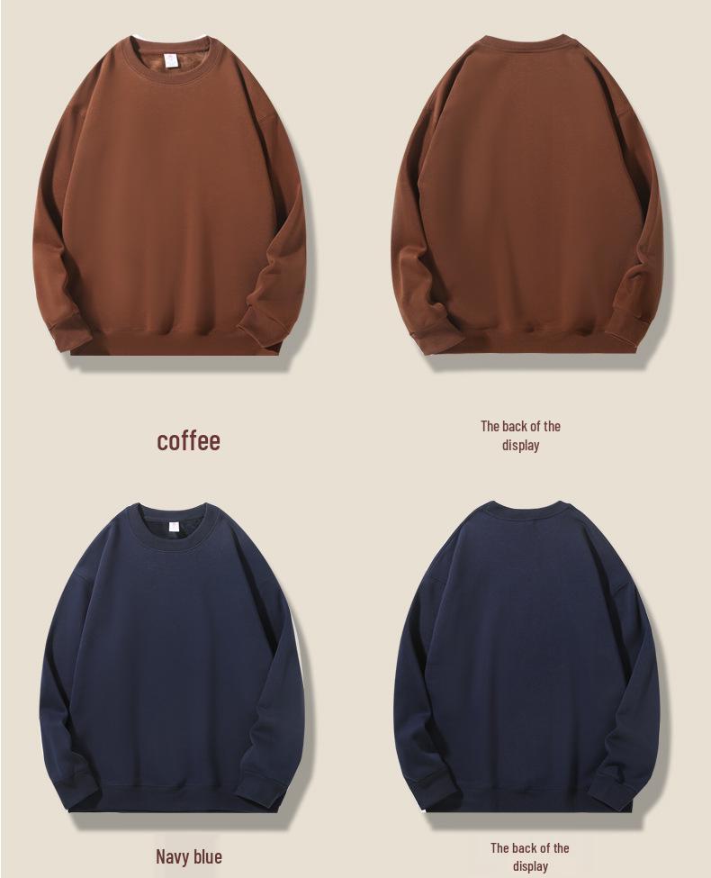 16-kleurige geborstelde katoenen fleece ronde hals casual hoodie voor koppels