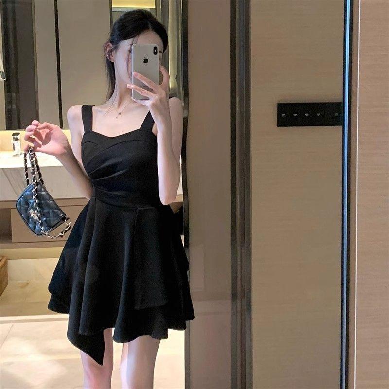Suspender skirt temperament design sense slim and thin dress women's new irregular waist short skirt summer