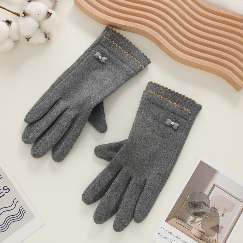 Warm gloves women's fleece cold-proof outdoor riding electric car rabbit down bow autumn and winter gloves