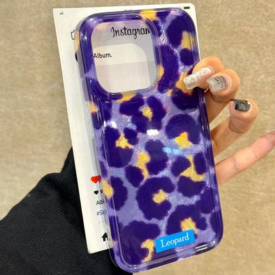 Retro Gradientní fialový leopardí dívčí pouzdro na telefon pro iphone 16 15 14 7 8 Plus 13 11 12 Pro Max X XS XR SE 2022 2020 16e Zadní kryt