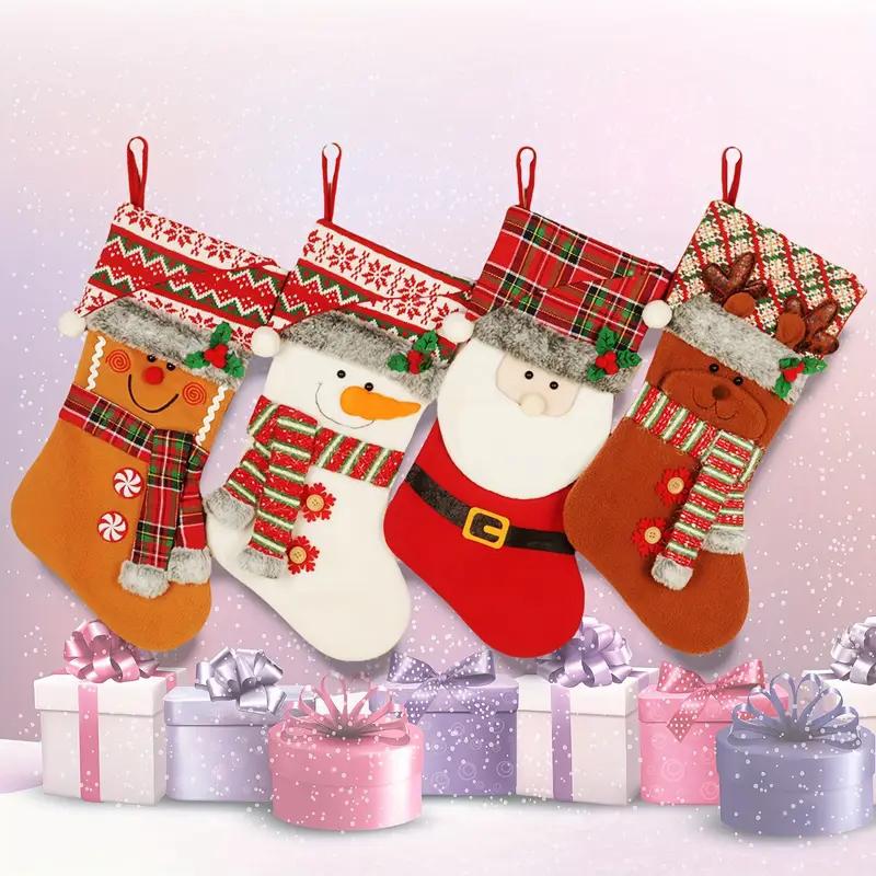 Christmas 2025 Hanging Fireplace Showcase Gift Bags Cute Santa Claus Snowman Atmosphere Decorative Festival Decorations