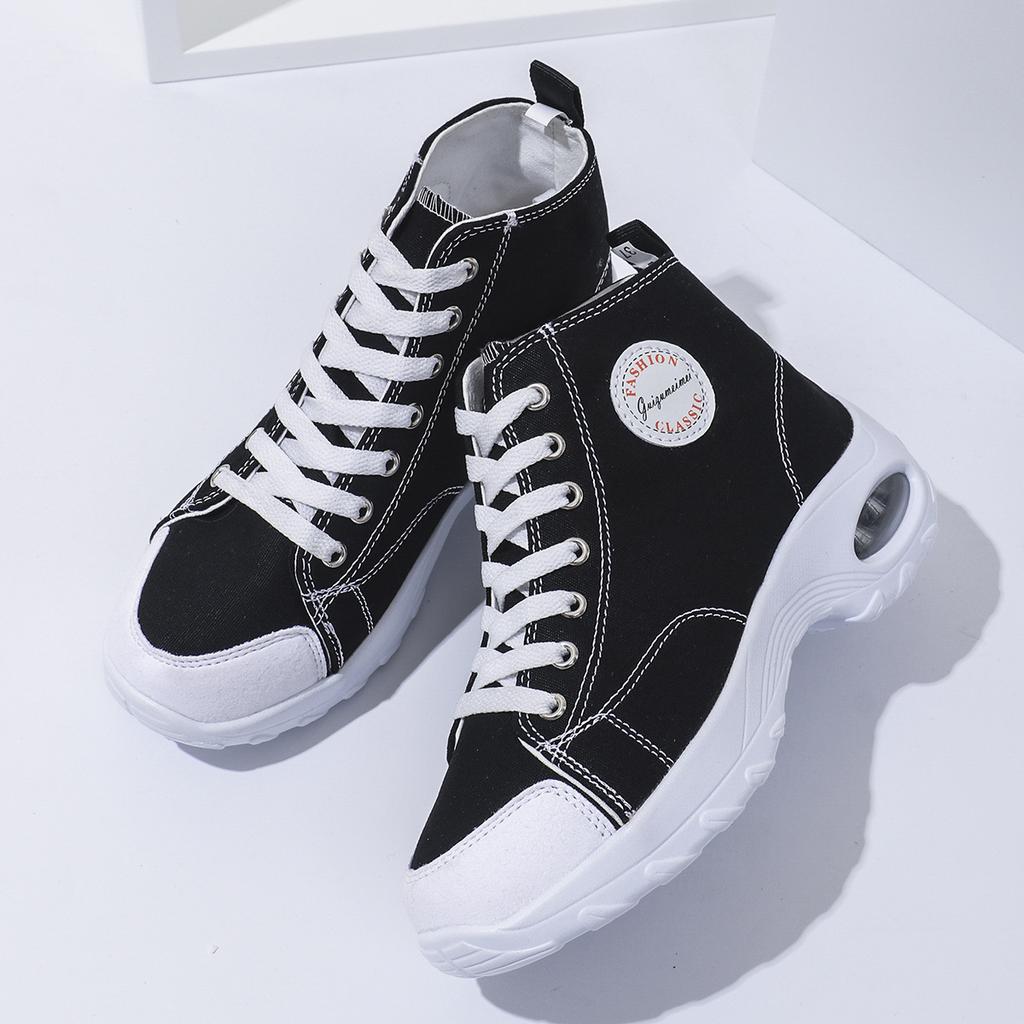 New Fashion Canvas Casual Shoes Lightweight Thick-soled Heightening Dad Shoes Breathable High-top Women's Shoes Versatile Little White Shoes Women