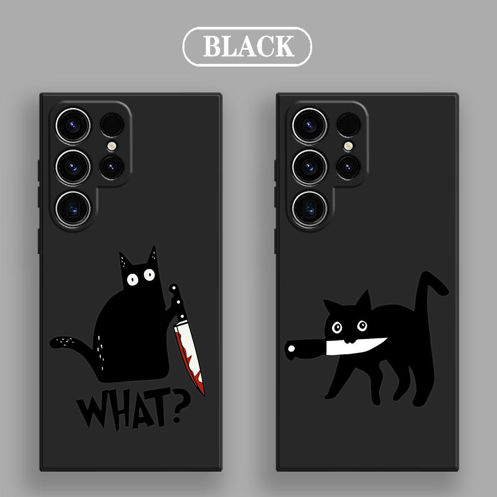Terrifying Cute Black Cat Knife Phone Case For Samsung Galaxy S26 Ultra Cases S25 FE S24 S23 S21 Ultra S20 FE S22 S26 Plus Cover