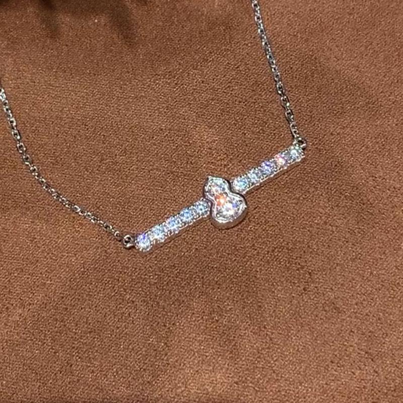 

New Vintage 100% Pure 925 Sterling Silver Necklace Aaa Zircconia Small Gourd Shape Pendant Necklaces For Women Wedding Jewelry