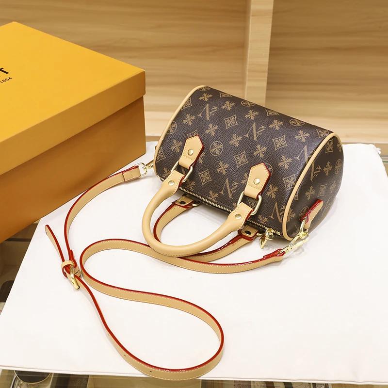 Damen Luxushandtasche 2024 Heißer Verkauf Neu Koreanisch Vielseitig Retro-Print Boston Kissen Tasche Ein Schulter Umhängetasche Tragetaschen