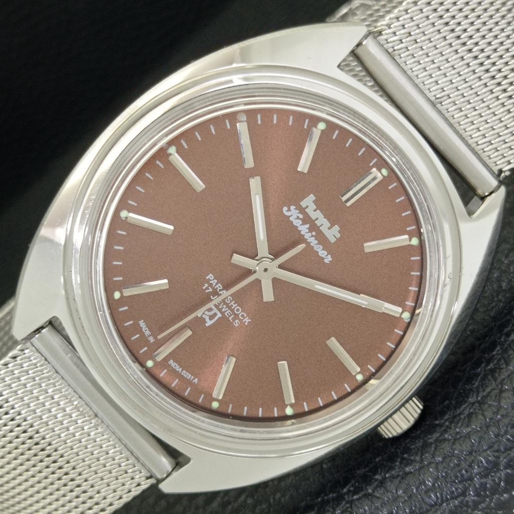 VINTAGE HMT KOHINOOR HAND-WINDING INDIAN MENS BROWN COLOR DIAL WATCH a441022-4 HT-a441022