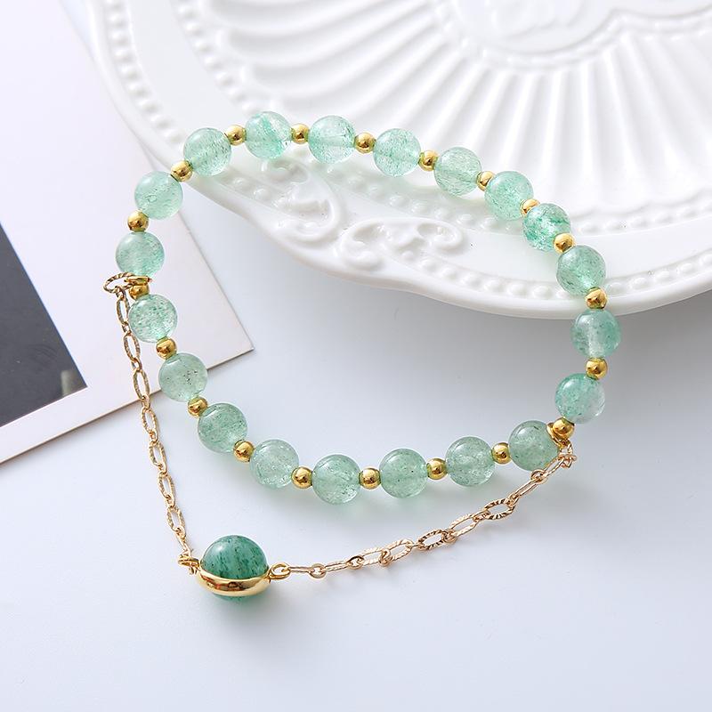 Natural Strawberry Green Crystal Bracelet For Women Bangles Women Fashion Jewelry Accessories Gift