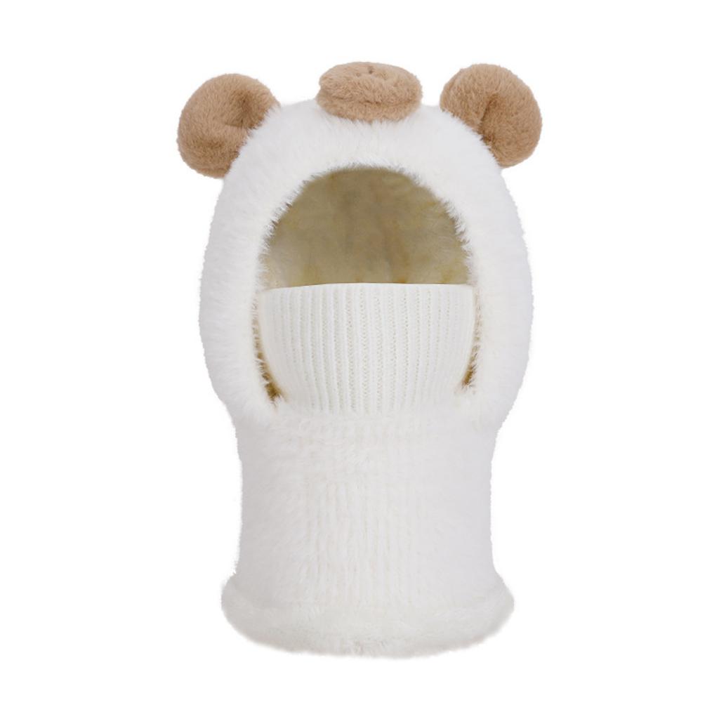 Children's Plush Warm Ear Pullover Hat With Plush Mask And Neck