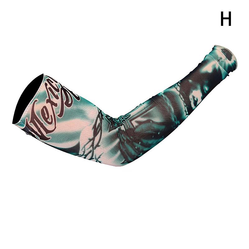 Long Fake Summer Tattoo Sleeves Sun Protection Cover Outdoor Gloves Driving Ice Silk Arm Sleeves
