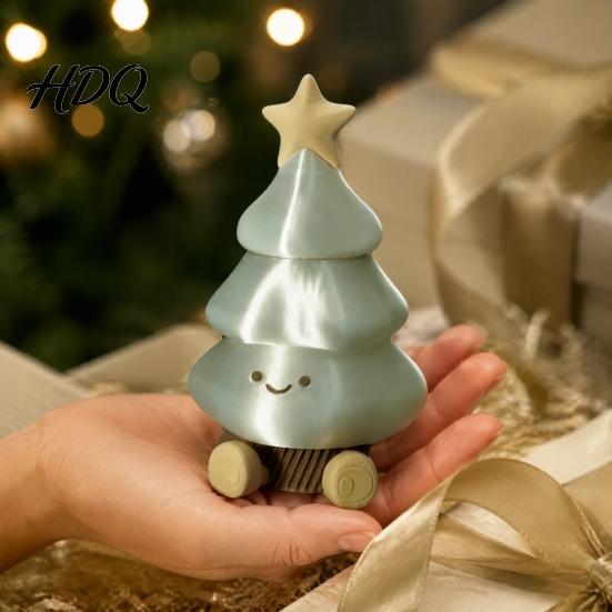 Unique 3D Printed PLA Crafts Christmas Tree Figurine Cute Smiling Face Storage Compact Desktop Ornaments Ornament Multi-Purpose Decorative